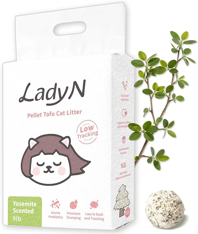 Elegant Lady N Pellet Tofu Cat Litter Yosemite Woody Scent Strong Clumping Ultra Absorbent Dust- Low Tracking Water-Soluble Natural Ingredients Enviro-Probiotic for Odor Control 9lbAbout ThisOverview Powerful