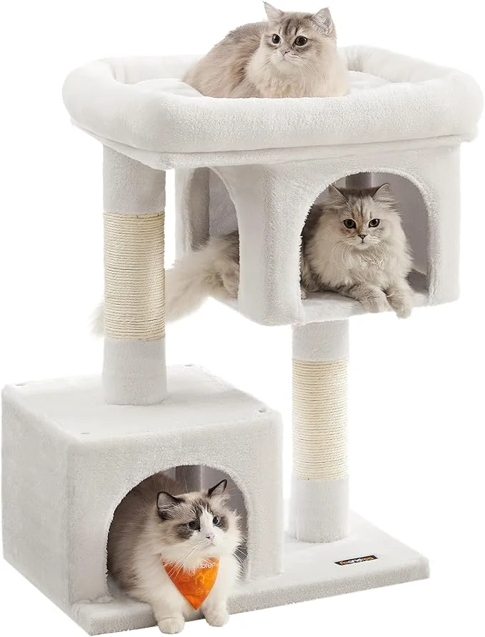High-Performance Feandrea Cat Tree 33.1-Inch Cat Tower Plush Condo for Large Cats up to 16 lb Large Perch 2 Caves Scratching Post Cream White UPCT061T01About ThisOverview Specialty