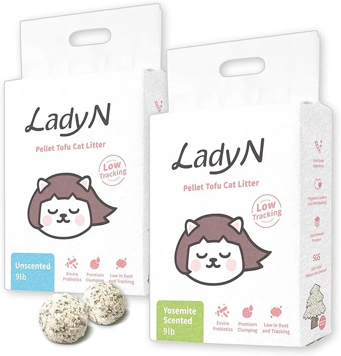 Clean Lady N Pellet Tofu Cat Litter Strong Clumping Dust- Low-Track Water-Soluble Natural Ingredients Enviro-probiotic and Activated Carbon for Odor Control 18lb Yosemite Woody Scent UnscentedAbout ThisOverview Reusable