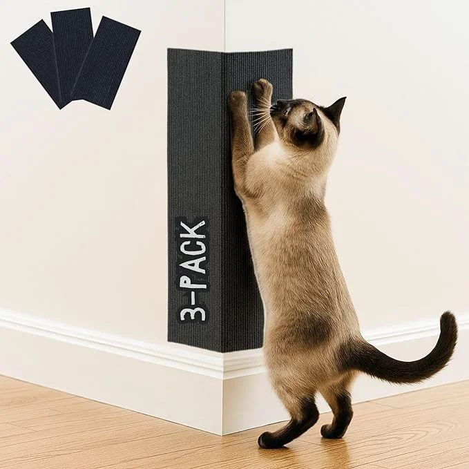 Sustainable Cat Scratch Mat 3 Pack 23.6 x 11.8 Wall Corner Scratcher Versatile Self-Adhesive Easy Use for Cat Trees Wall Furniture Scratching Posts and Couch Protection Black About ThisOverview Casual