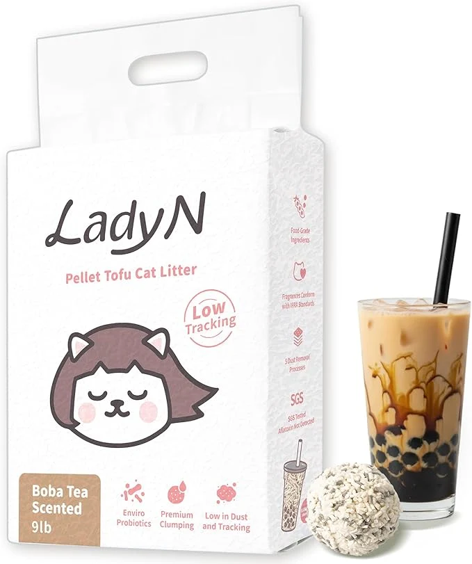 Minimalist Lady N Pellet Tofu Cat Litter Boba Tea Scent Strong Clumping Ultra Absorbent Dust- Low Tracking Water-Soluble Natural Ingredients Enviro-Probiotic Odor Control 9lbAbout ThisOverview Functional