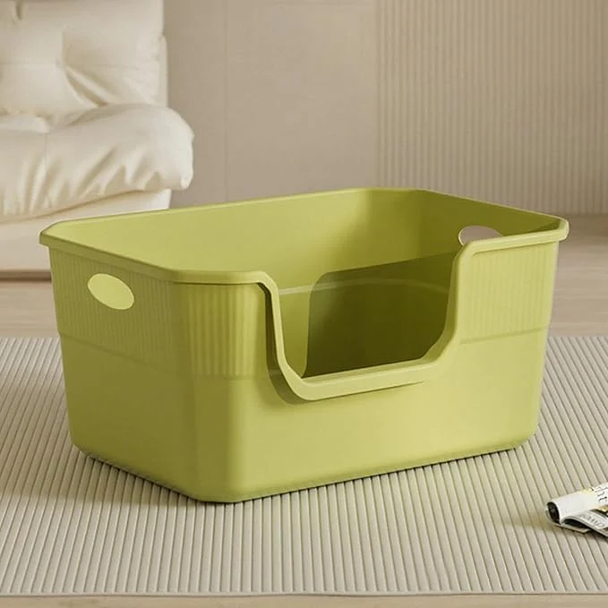 Stylish Large Cat Litter Box with High Sides Low Entry Cat Litter Pan Tray Kitty Litter Box for Indoor Big Senior Cats Anti-Splashing Waterproof Cat Toilet Tool- Assembly Easy to Clean Green About ThisOverview Certified