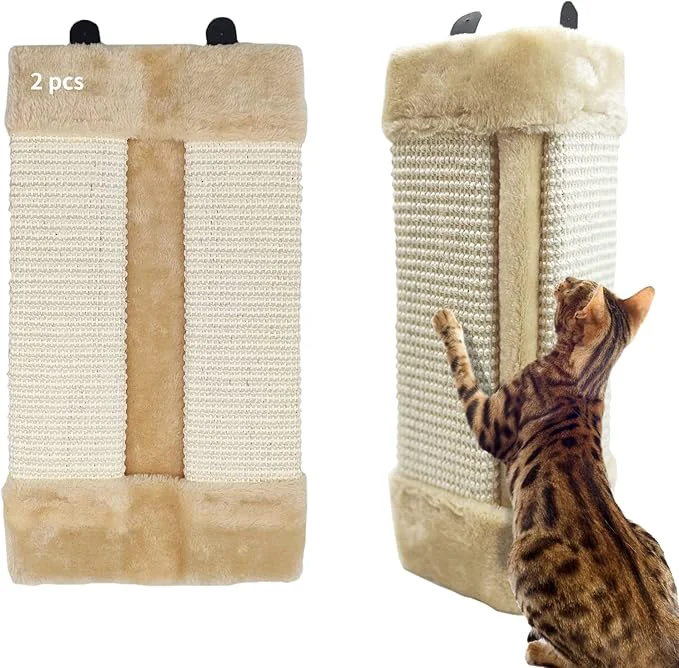 Authentic VCEPJH 2 Pack Corner Cat Scratcher Natural Sisal Wall Mounted Scratching Boards Kitty Scratch Pads for Indoor Cats Resistant Furniture Protector for Door Couch SofaAbout ThisOverview Certified