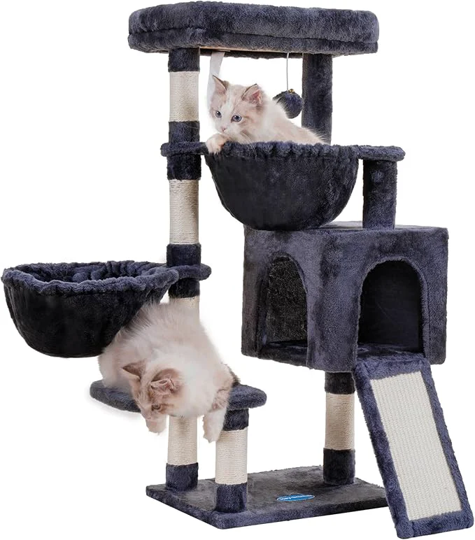 Effective Hey-brother Cat Tree Cat Tower for Indoor Cats Cat House with Large Padded Bed Cozy Condo Hammocks Sisal Scratching Posts Big Scratcher Smoky Gray MPJ006SGAbout ThisOverview Traditional