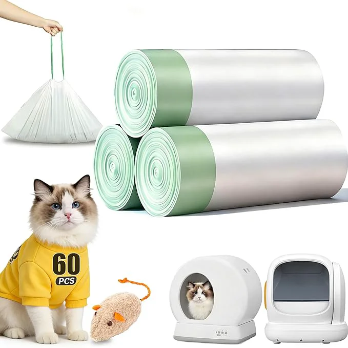 Outstanding 60 Count Self-Cleaning Cat Litter Box Liners Bags Fit For MW-SC01 SC02 SC09 LR01 LR02 Pre-Seperated Heavy Duty Automatic Cat Litetr Box Bags with Drawstring-18 12.6 About ThisOverview Lightweight