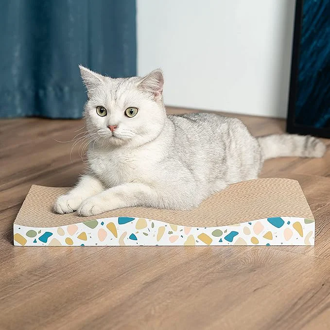 Crafted Cat Scratcher Curved Scratch Pad Durable Corrugated Cardboard Scratching Board for Indoor Cats Heavy Duty Double-Sided Usability Recyclable with CatnipAbout ThisOverview Classic