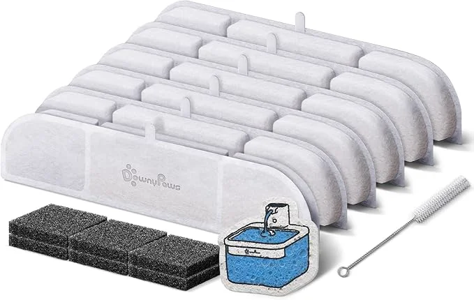 Sustainable DownyPaws 6 Packs Filters for Battery Operated Cat Water Fountain DPWFP6 with 1 Cleaning Sponge and 1 Brush 3 Months Set of FiltersAbout ThisOverview Comfortable