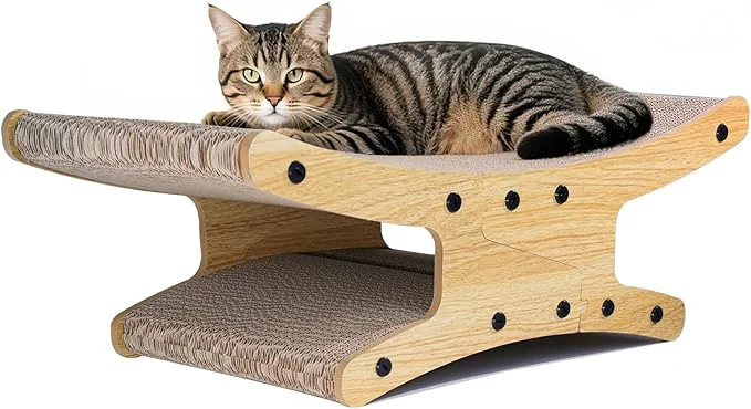 Reversible Cat Scratcher Bed Large Scratching Board for Indoor Cats - Cardboard Pad Durable Cat Scratcher Lounge Hammock Furniture Natural Wood ColorAbout ThisOverview Elegant