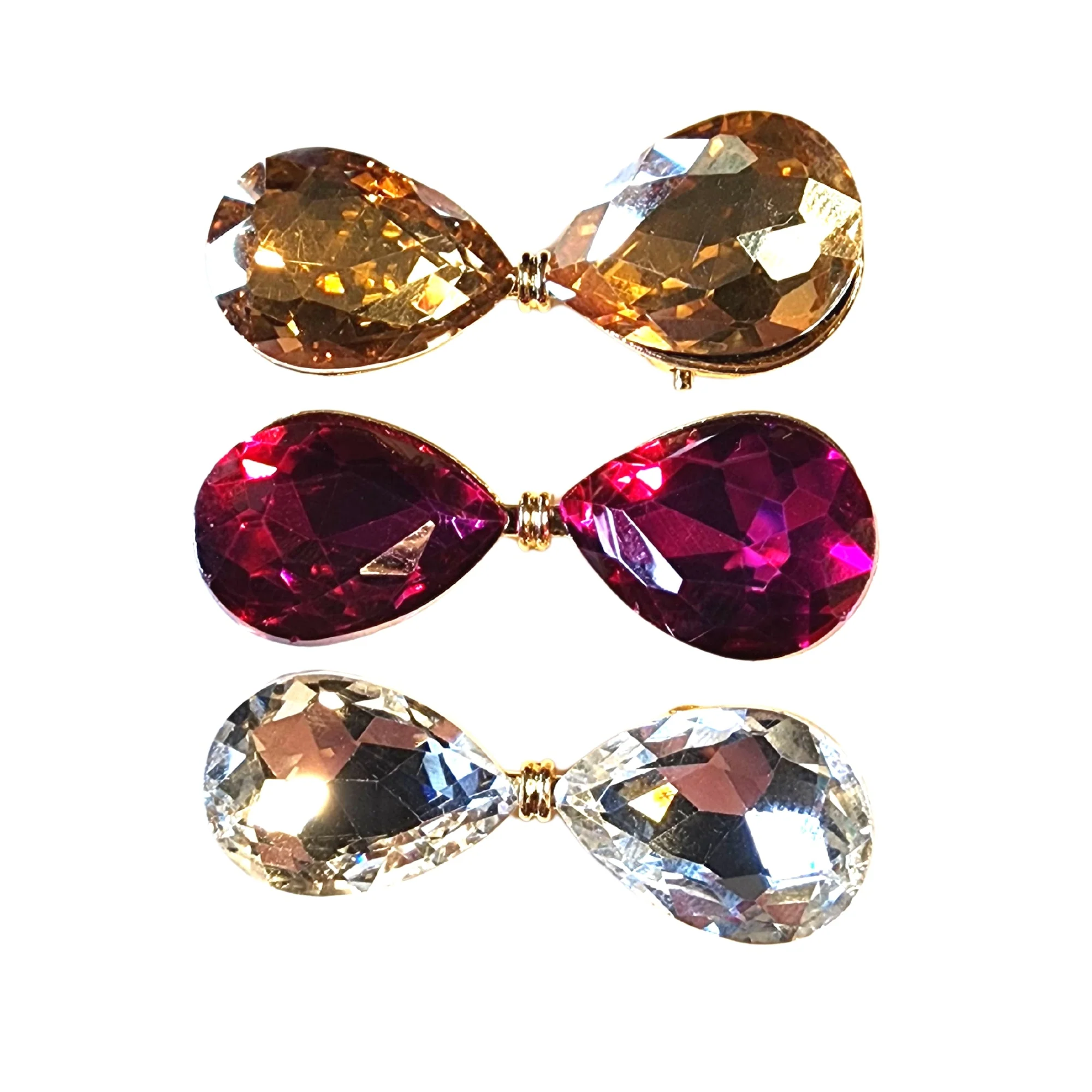 Premium Mini Gem Cut Bow Clips - 3 Pack Stylish