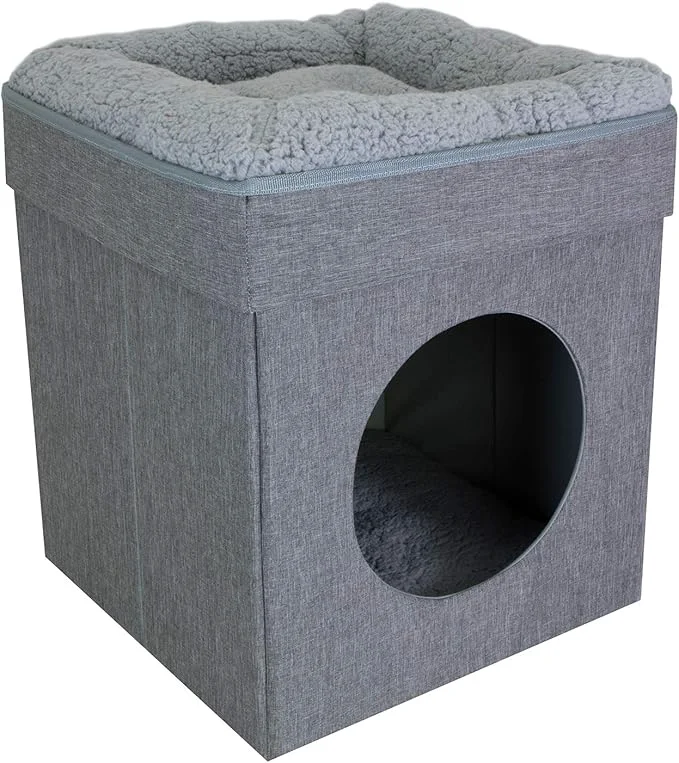 High-Grade Kitty City Indoor Cat Cube Furniture Gray CubeAbout ThisOverview Reusable
