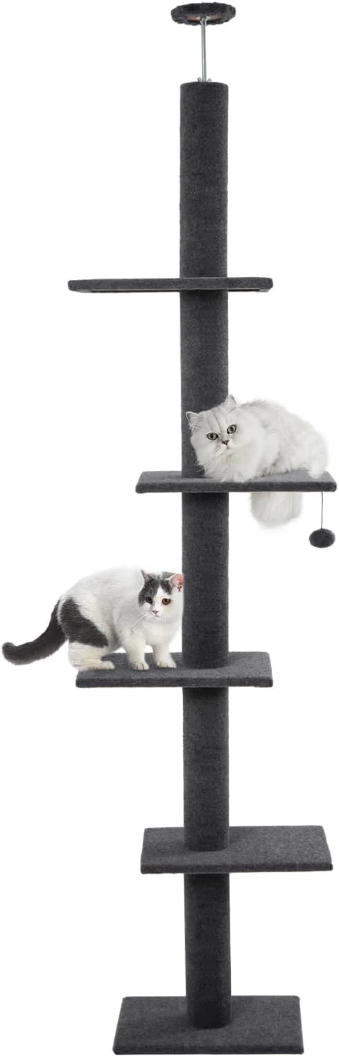 Relaxed Cat Craft Cat Tree Floor to Ceiling 95-108 Tall Cat Tree Carpet Cat Tower Kitten Tree Sisal Scratching Post and Mat Cat Pole for Indoor Cats AshAbout ThisOverview Professional