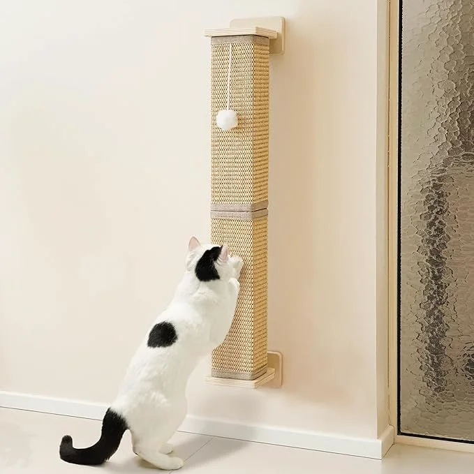 High-Quality PETKARAY Wall Mounted Cat Scratcher 30 Large Sisal Cat Scratcher for Wall Square Sisal Cat Scratching Post with Toy BallAbout ThisOverview Organic