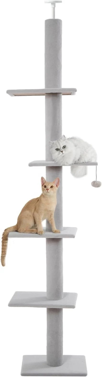 Soft Cat Craft Cat Tree Floor to Ceiling 95-108 Tall Cat Tree Carpet Cat Tower Kitten Tree Sisal Scratching Post and Mat Cat Pole for Indoor Cats White GreyAbout ThisOverview Fashionable