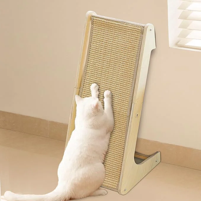 Specialty Cat Scratcher L-Shape Cat Scratching Pad 27 Inch Sisal Scratching Ramp Protecting Furniture Scratch Pads for Indoor Cats Catnip LargeAbout ThisOverview Functional