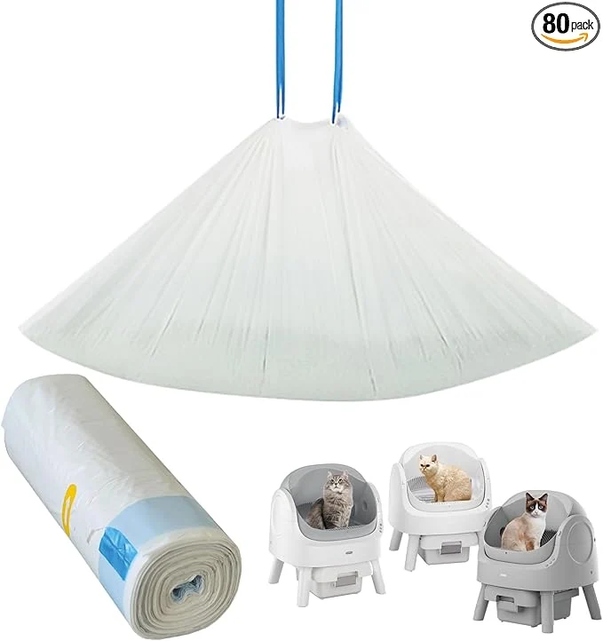 High-End Cat Litter Box Liners for Automatic Self-Cleaning Litter Boxes Heavy-Duty Tear-Resistant Leak-Proof Bags with Drawstring Closure 25.6in×11.8in FOXORU 80 About ThisOverview Pure