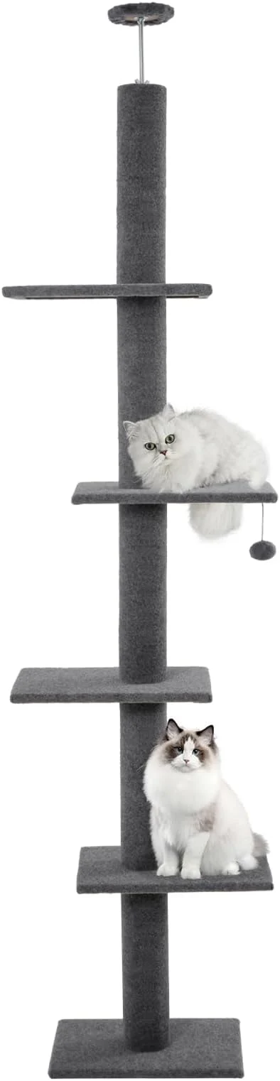 Smart Cat Craft Cat Tree Floor to Ceiling 95-108 Tall Cat Tree Carpet Cat Tower Kitten Tree Sisal Scratching Post and Mat Cat Pole for Indoor Cats CharcoalAbout ThisOverview Powerful