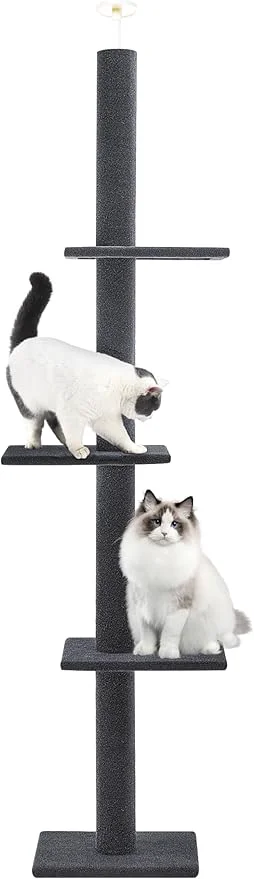 Sophisticated Cat Craft Cat Tree Floor to Ceiling 95-108 Tall Cat Tree Carpet Cat Tower Kitten Tree Sisal Scratching Post and Mat Cat Pole for Indoor Cats Charcoal 4-TierAbout ThisOverview Elegant