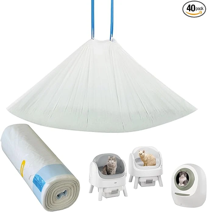 Durable Cat Litter Box Liners for Automatic Self-Cleaning Litter Boxes Heavy-Duty Tear-Resistant Leak-Proof Bags with Drawstring Closure 25.6in×11.8in FOXORU 40 About ThisOverview Exclusive