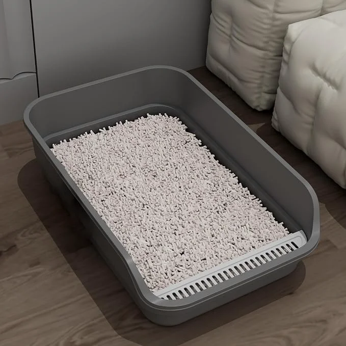 Functional Extea Large Cat Litter Box with High Sides Cat Boxes for Indoor Cats Cat Litter Pan for Kitty Litter Box with Low Entry Easy to Clean Anti-Splashing 23.6 x15.7 x6.2 Grey About ThisOverview Original Design