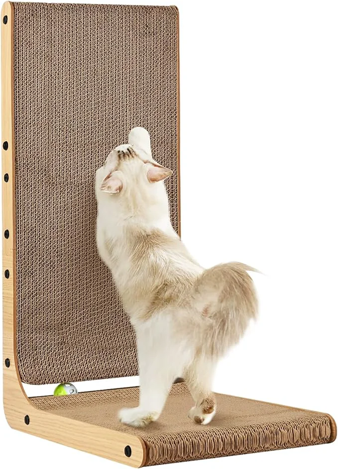 Sophisticated Cat Scratcher L Shape Large 26.8 inch Cat Scratching Pad for Indoor Cats Cardboard Cat Scratch Pad with Ball ToyAbout ThisOverview Efficient