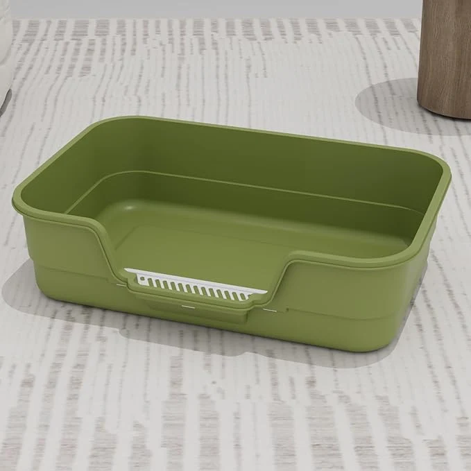 Fine Extea Large Cat Litter Box with High Sides Cat Boxes for Indoor Cats Cat Litter Pan for Kitty Litter Box with Low Entry Easy to Clean Anti-Splashing 23.6 x15.7 x6.2 Green About ThisOverview Excellent