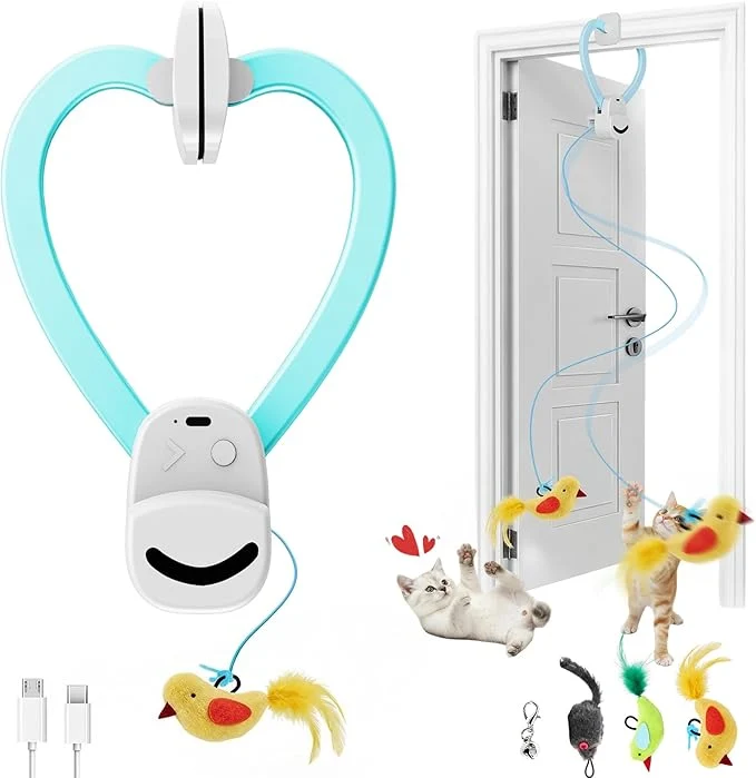 Original Design Interactive Cat Toys for Indoor Cats Automatic Electric Flying Bird Feather Mouse Toy - Kitten Adult Cat Enrichment Mouse cat Toy Hanging Electric Kitty Toys for Bored CatsAbout This Green