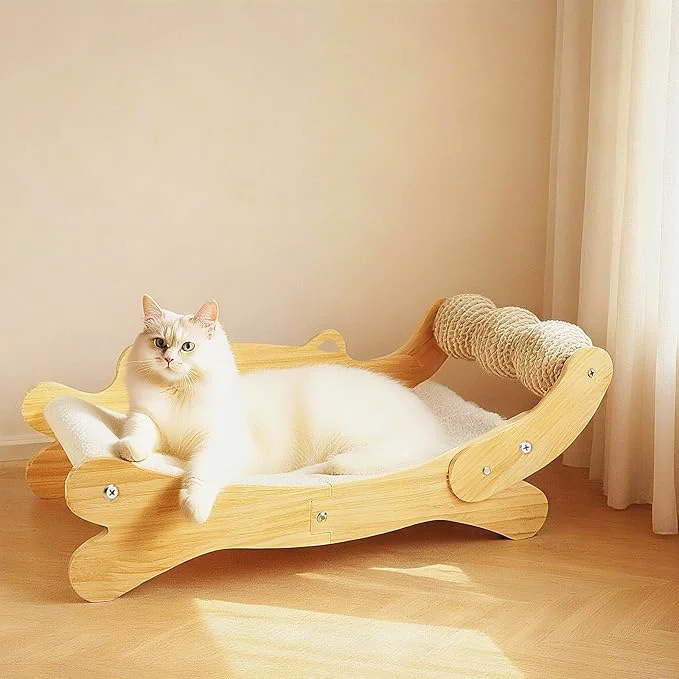 Stylish 3-in-1 Cat Scratcher Bed for Indoor Cats Sisal Scratcher Hammock Lounge with Solid Wooden Perch No-Tip Stable Base for Large Cats Durable Cat Scratch Pad Cat Furniture Easy Assembly About ThisOverview Fashionable