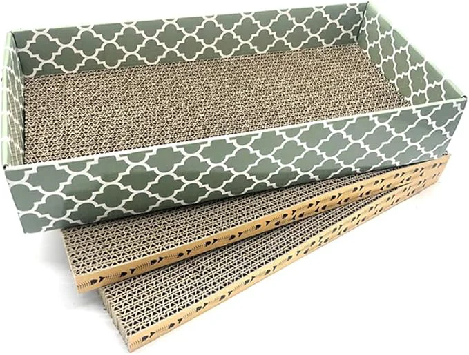 Modern Cat Scratcher Cardboard Scratching Pads Scratch Lounge Bed with Catnip 3PCS Reversible Corrugated Cardboard with Scratch BoxAbout ThisOverview Organic
