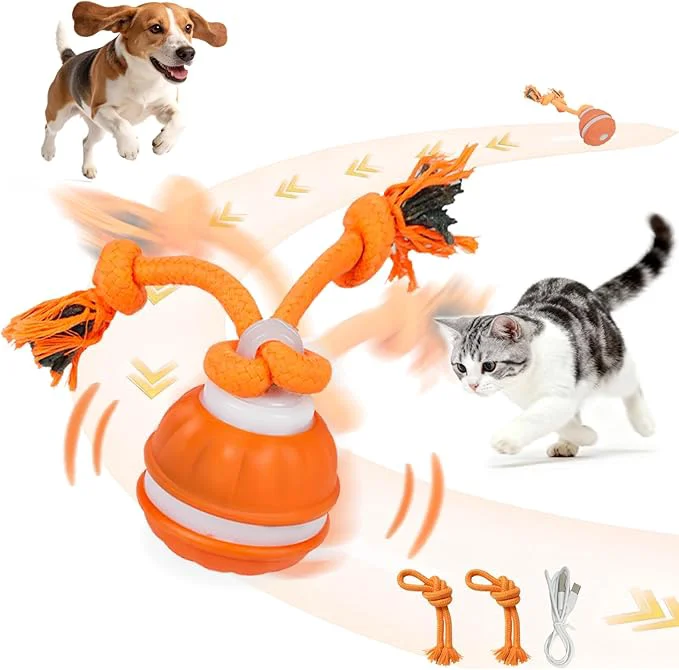 Casual Interactive Dog Toy - Automatic Rolling Ball with Bird Sound Durable Chew Toy for Small Medium Dogs Cats Type-C Rechargeable Orange About This Optimized
