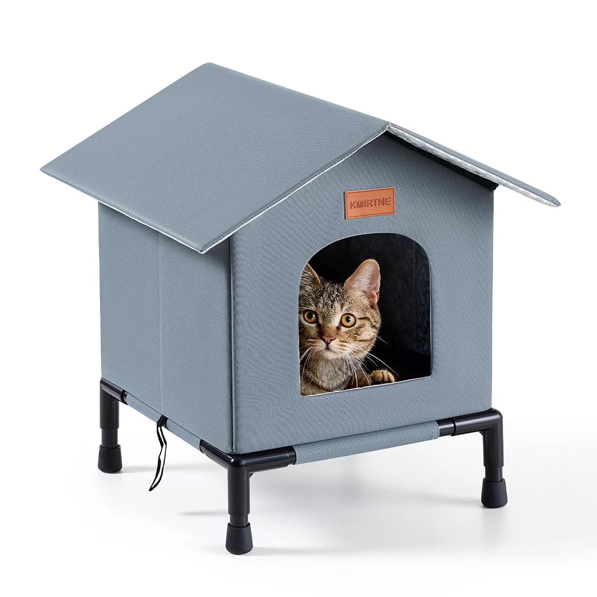 Solid KMIRTNE Insulated Outdoor Cat House – Weatherproof Self-Warming Shelter Grey Medium Refined