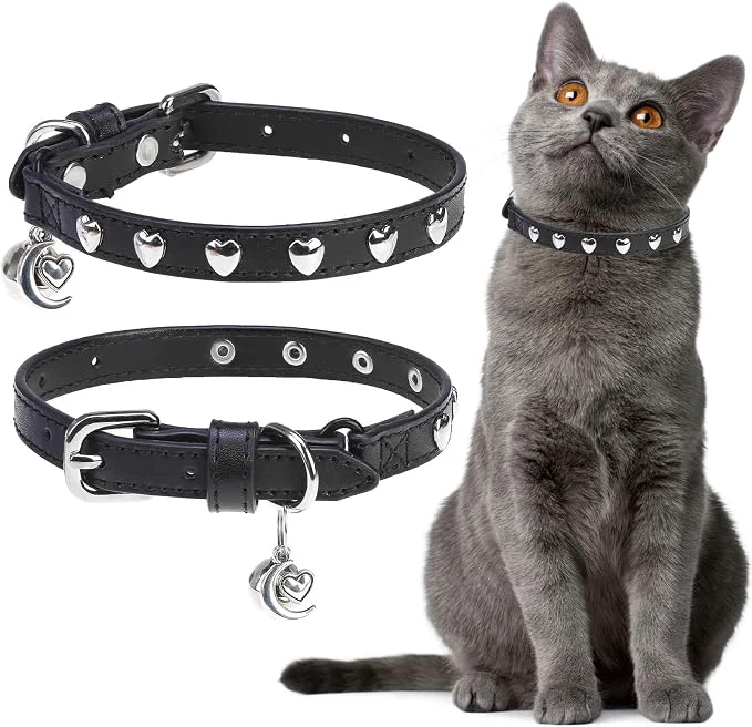 Original Design EXPAWLORER Leather Cat Collar for Girl Boy- Adjustable Pet Collar Fine Crafted