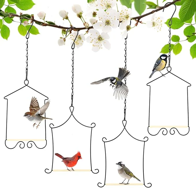 Soft 4PK Metal Frame Hummingbird Swings and Perches Secure