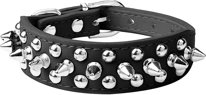 Breathable Spiked Dog Collar Soft Pu Leather Mushrooms Rivet Spike Studded Puppy Innovative