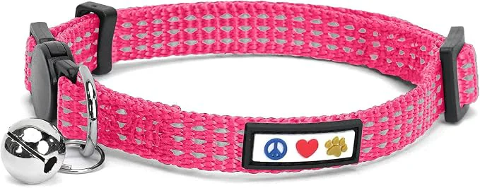 Functional Pawtitas Reflective Pink Cat Collar Premium Material