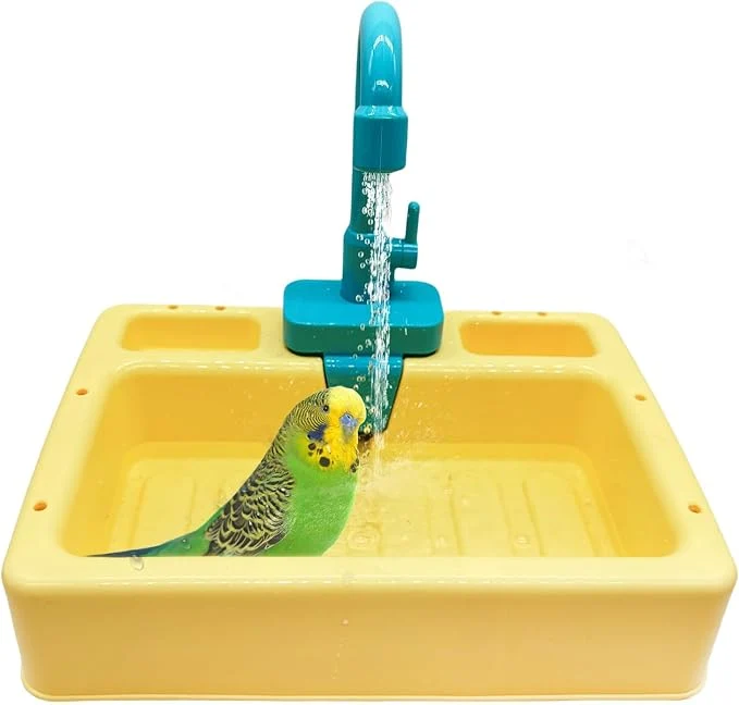 Soft kathson Parrot Bathtub Automatic Bird Shower Box Bird Bathing Tub Pool Toy Organic