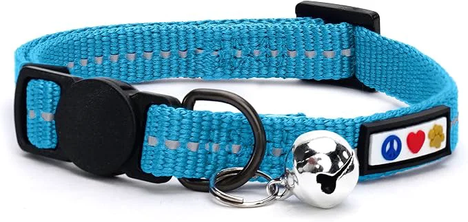 Relaxed Pawtitas Recycled Teal Reflective Cat Collar – Eco-Friendly Breakaway Safety