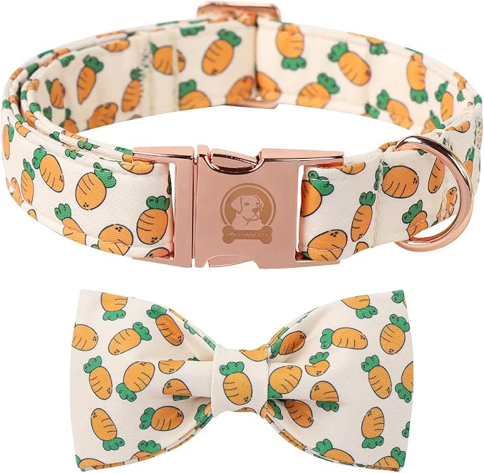Superior Easter Dog Collar with Bowtie Cute Carrot Easter Dog Collar with Metal Buckle Practical