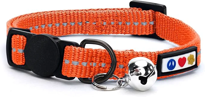 Prestigious Pawtitas Recycled Orange Reflective Cat Collar – Eco-Friendly Breakaway Safety Sophisticated