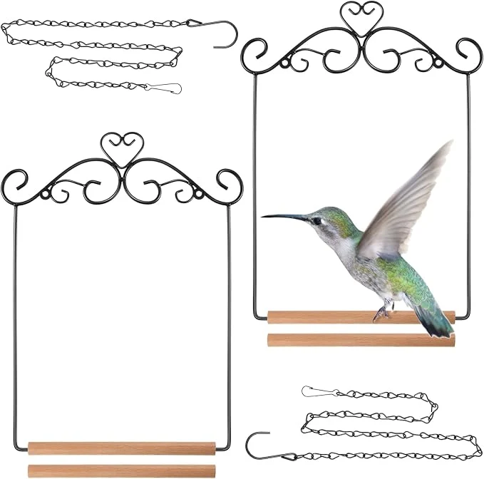 Responsible Hotop 2 Pcs Hummingbird Swings and Perches Metal Frame Bird Swing Consistent