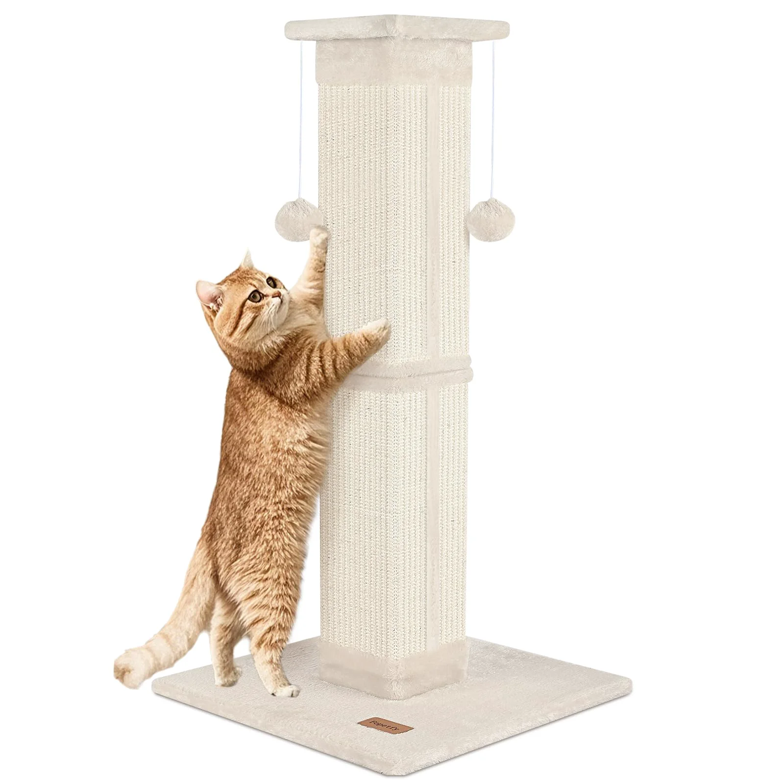 Prestigious Fopetfy Cat Scratching Post 33-Inch Beige – Indoor Cat Tree for Full-Body Stretching Comfortable