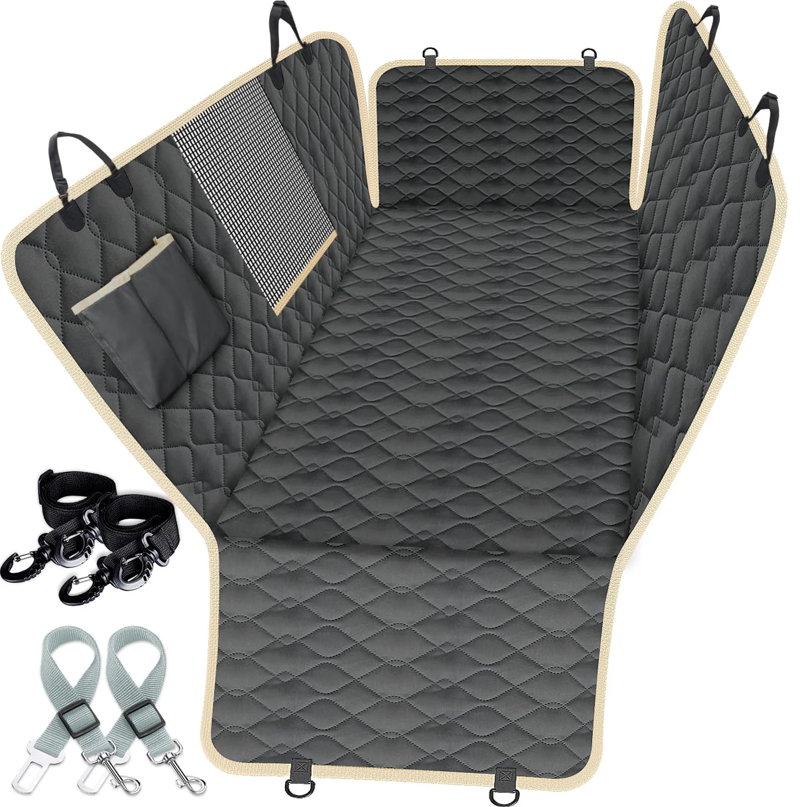 Organic Lassie XL Truck Dog Seat Cover with 2 Seat Belts — Back Seat Hammock for Large SU Trucks High-End