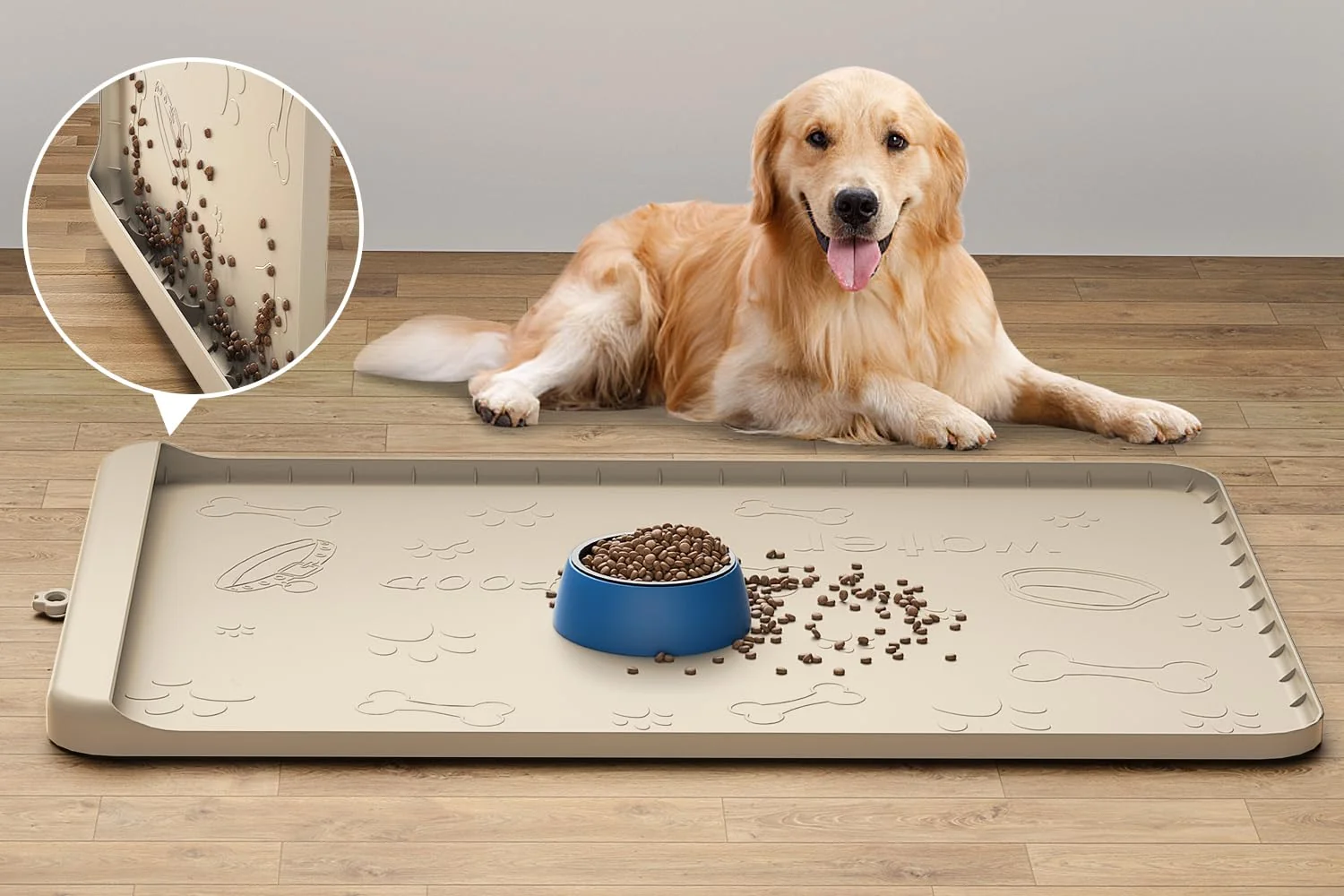 Contemporary Carry360 Silicone Dog Feeding Mat 36x24 – Waterproof High Edges Residue Pocket Organic