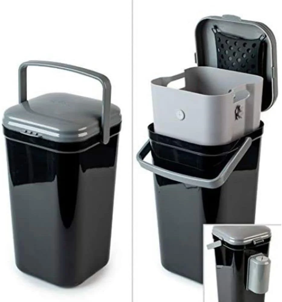 Genuine PetFusion Outdoor Pet Waste Disposal Bin — Locking Handle Deodorizer Built-in Bag Holder 5 Bags Included Exclusive