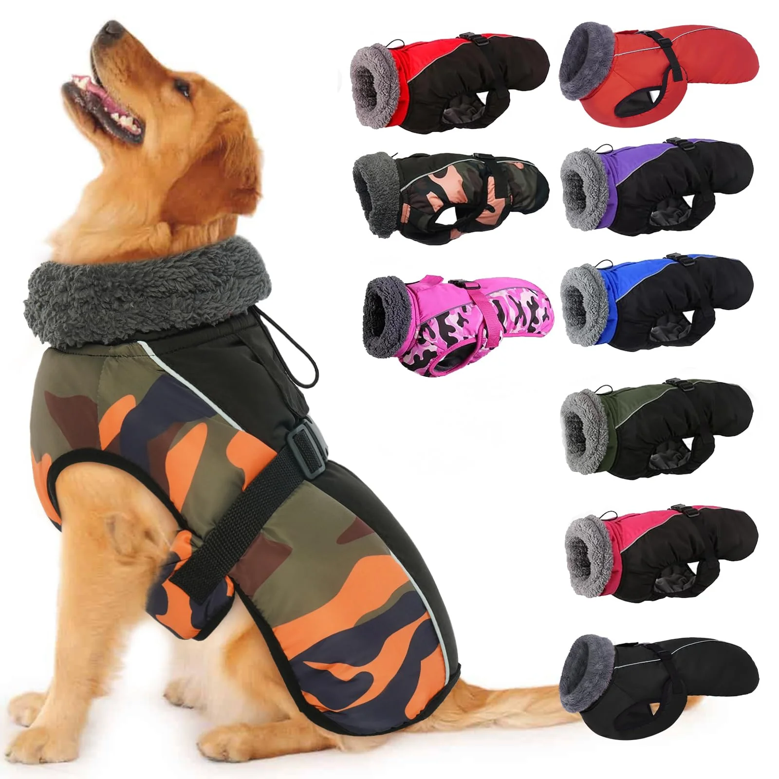 Crafted IECOii Extra Warm Reflective Dog Jacket – Winter Coat with Buckle Fleece Turtleneck S-4XL Advanced