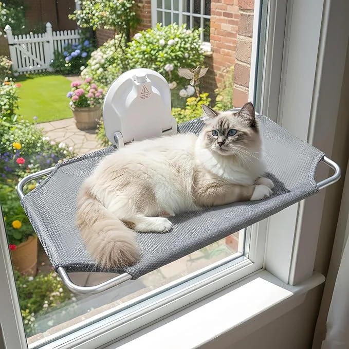High-End Cat Window Perch for Small Window Cordless Cat Window Hammock Cats Seat for Windowsill Foldable Cat's Windows Bed for Large Cats with Suction Visualization Pwerful Suction CupsAbout ThisOverview Smooth