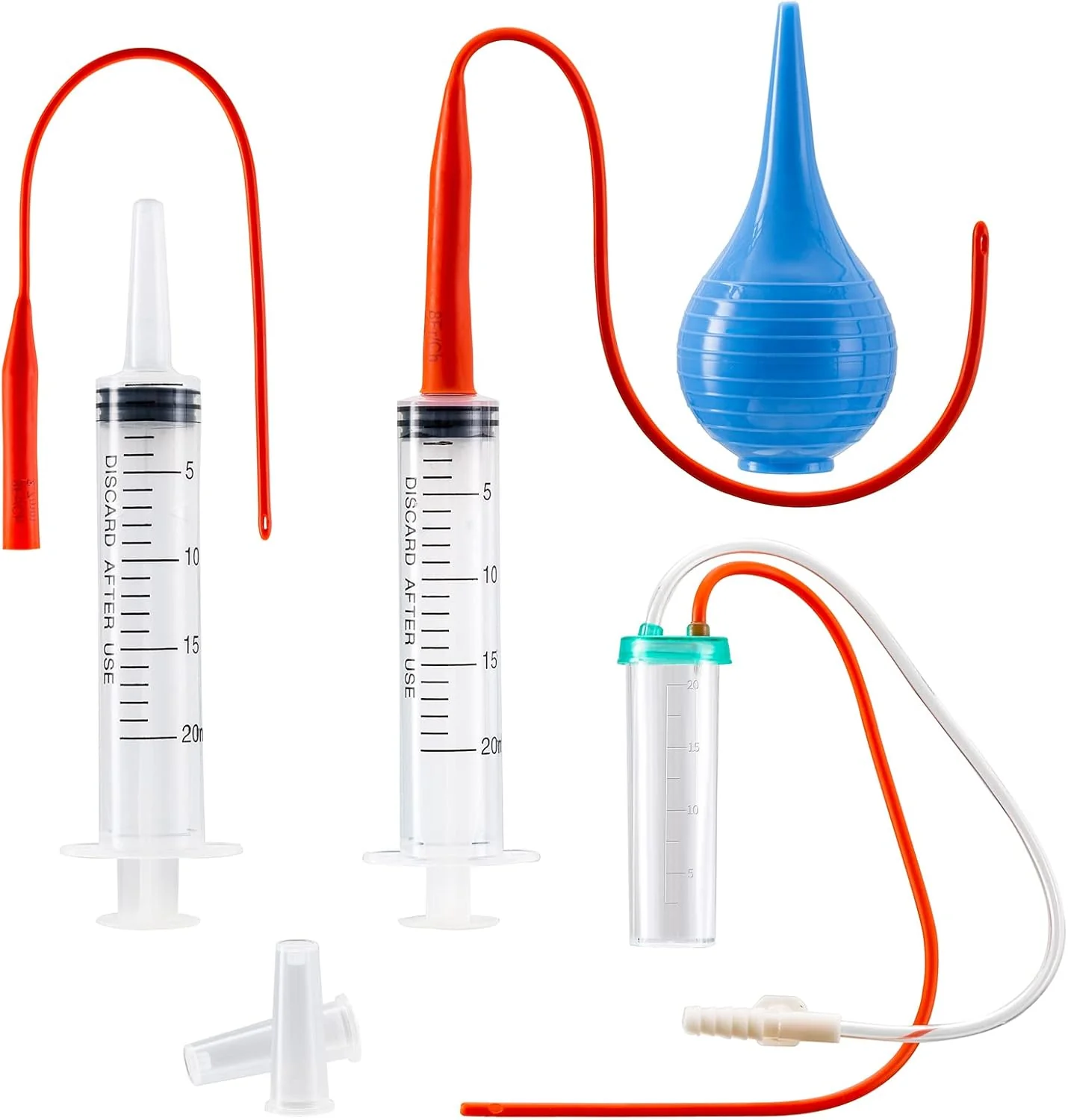 Optimized Newborn Puppy Kitten Small Animal Sterile Mucus Extractor Suction Catheter Animal Kid Puppy Kitten Tube Feeding Kit 8 FR Red Feeding Tubes with 20ml Syringes and Bulb Aspirator Contemporary