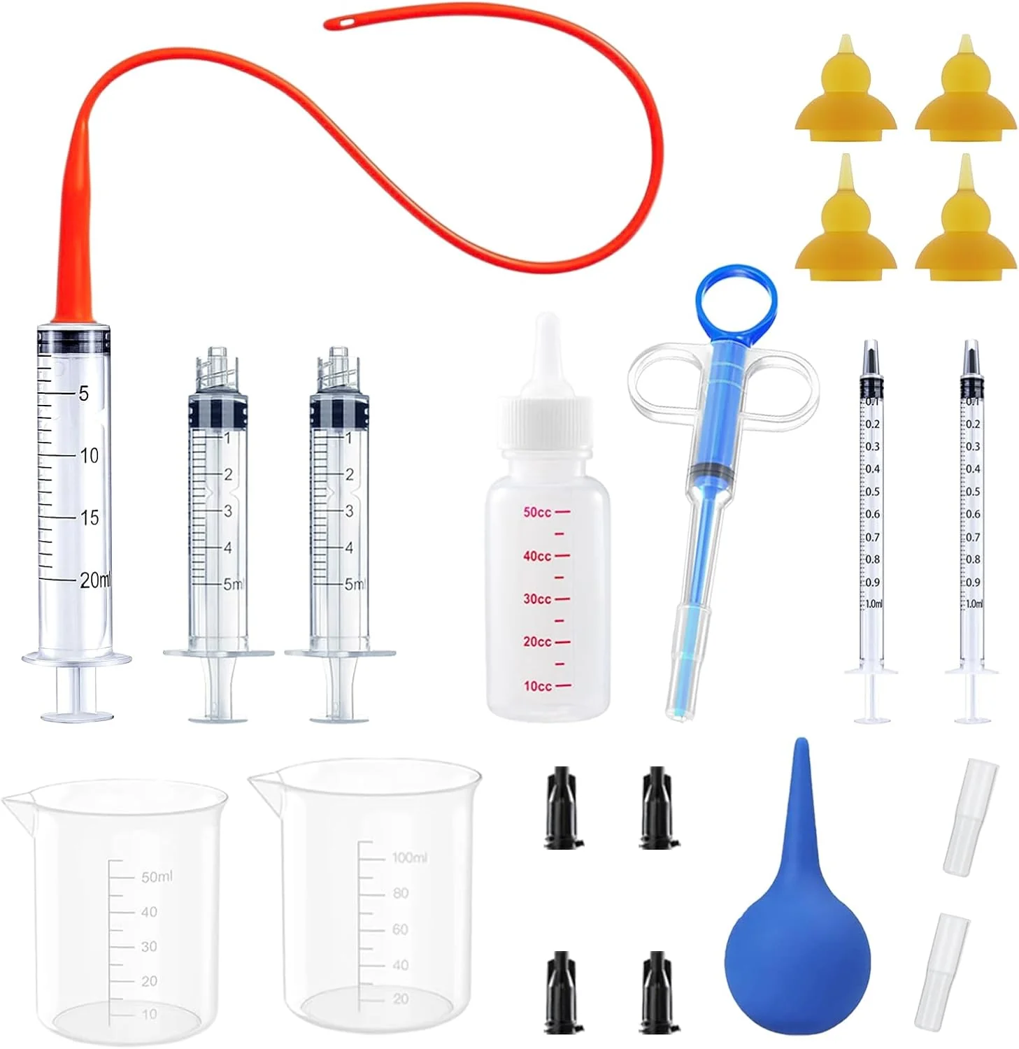 Green Kitten Bottle Feeding Kit Pet Bottle Silicone Nipples 10 FR Feeding Tube Pet Pill Shooter Aspirator Bulb Small Animal Feeding Supplies for Tiny Animal Kitten Puppy Rabbit Squirrels Detailed