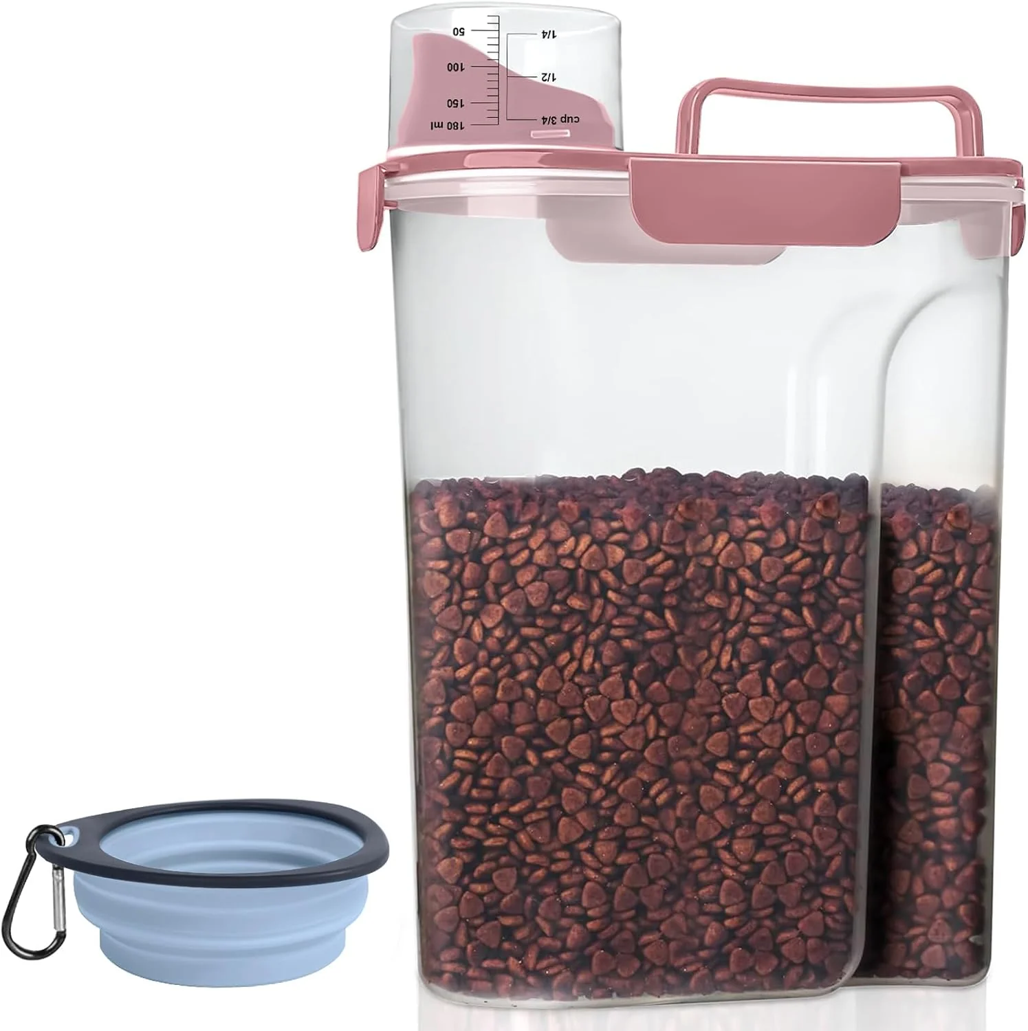 Environmentally Friendly Dog Food Storage Container Upgraded Large Nozzle BPA- 8-12 LBS Plastic Pet Food Storage Containers With 4 Sealed Clasps 1 Measuring Cup and Handle 1 Rose Pink 5L Exceptional