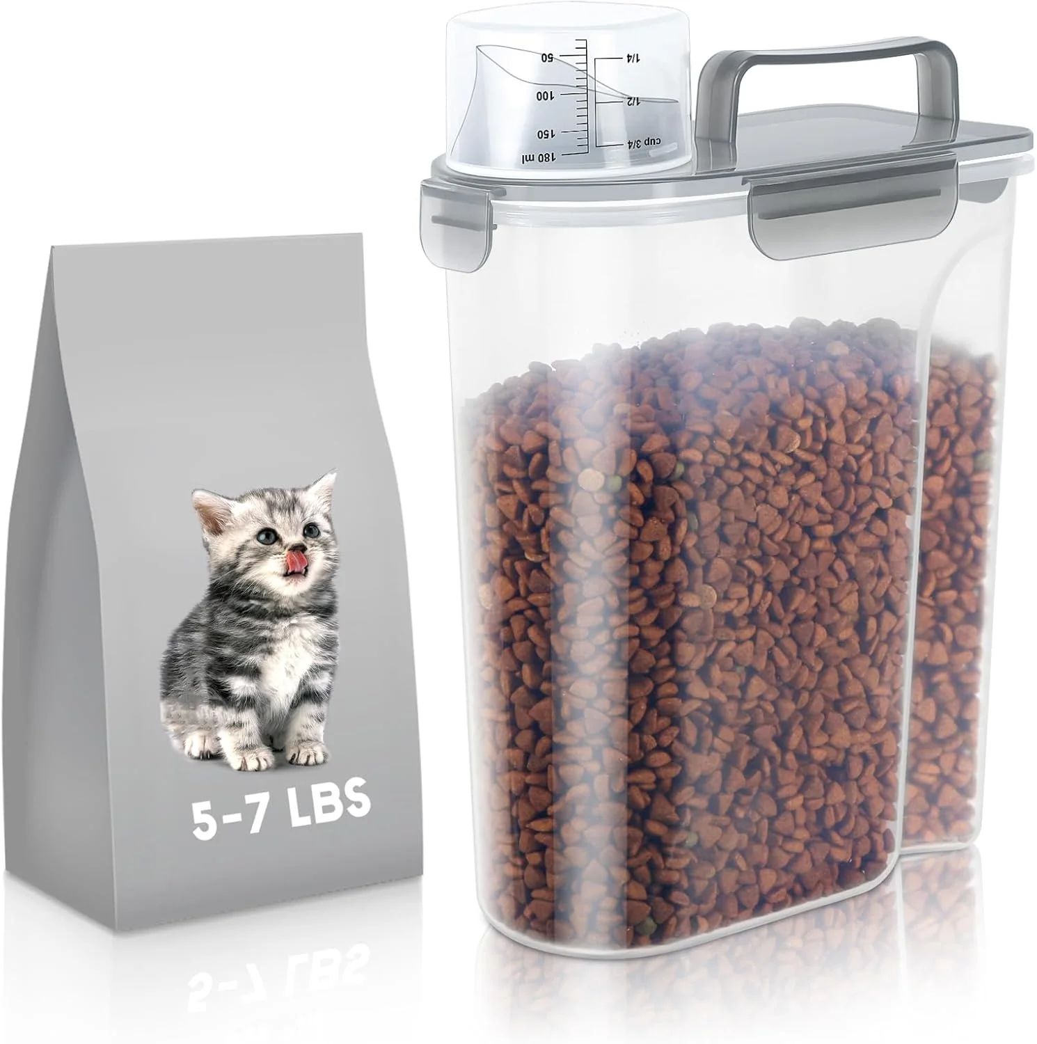 Green 5-7Lbs Cat Dog Storage Container Portable Pet Food Containers with Upgraded Large Spout and Cup Small Animal Kibble Dispenser for Bird Seed Oatmeal Rice Flour 1 Clear Gray 5L Sophisticated