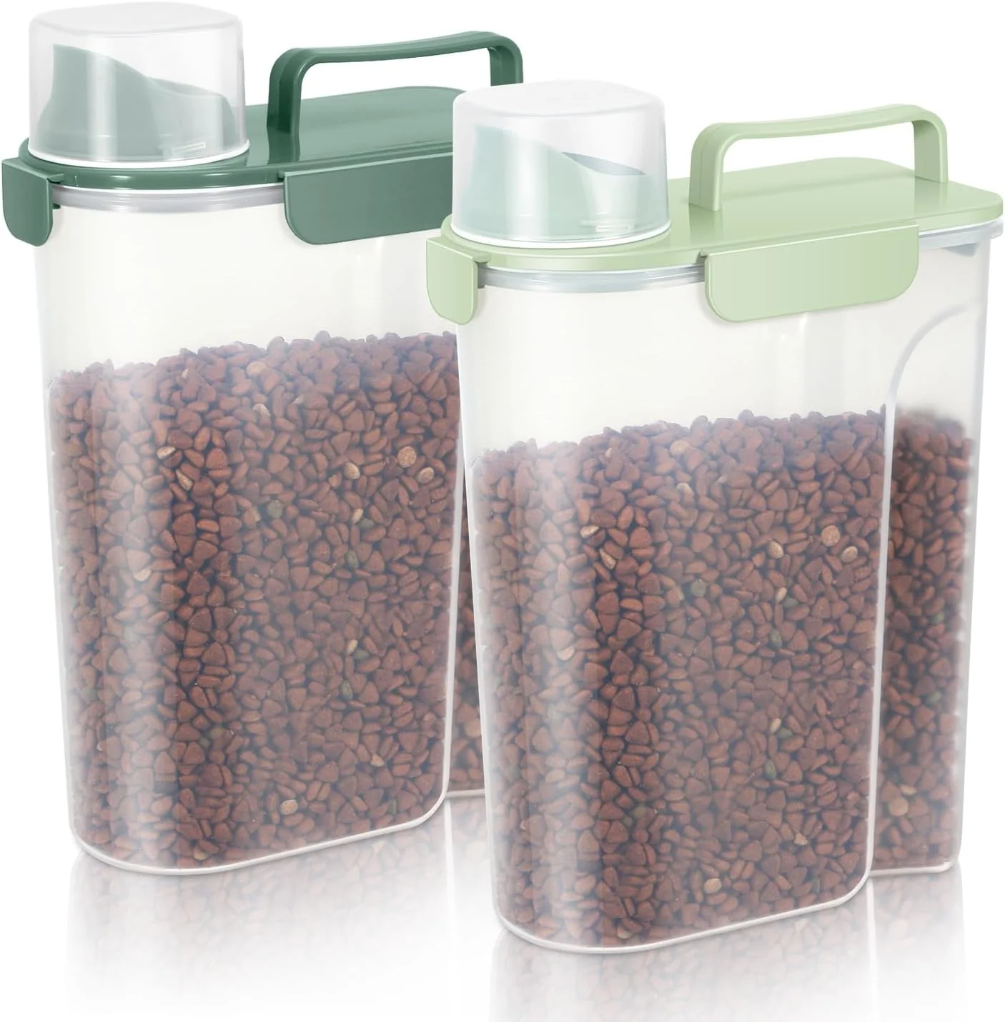 Classic Dog Food Storage Container Upgraded Large Nozzle BPA- 8-12 LBS Plastic Pet Food Storage Containers With 4 Sealed Clasps 1 Measuring Cup and Handle 2 Green Dark Green 5L Fashionable